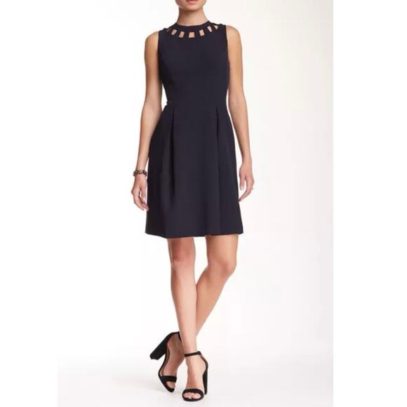 Eliza J Cutout Bi-Stretch Flare Sheath Dress Black Women’s Size 8 - NWT - Picture 2 of 11